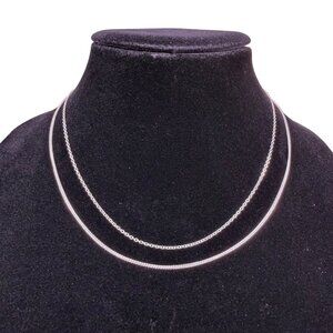 Sterling Silver Womens Two-Strand Chain Necklace S925 Adjustable Length Jewelry